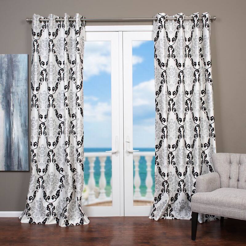 Lambrequin Arabella Flocked Curtain Panel - 54 x 96 - White