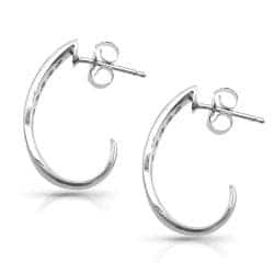 14k Gold 1/2ct TDW Black and White J-Hoop Diamond Stud Earrings (I-J, I1-I2)