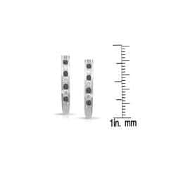 14k Gold 1/2ct TDW Black and White J-Hoop Diamond Stud Earrings (I-J, I1-I2)