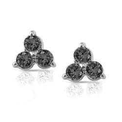 14k Gold 1/2ct TDW Black 3-Stone Diamond Earrings