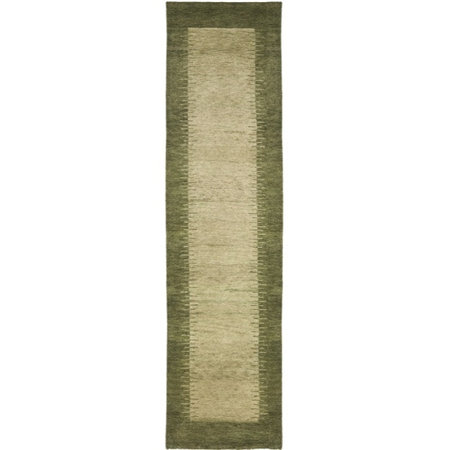 Hand knotted Gabeh Solo Teal Wool Rug (23 X 96)