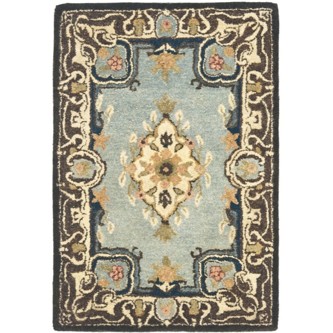 Handmade Bliss Light Blue/ Ivory Hand spun Wool Rug (2 X 3)