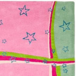 Handmade Children's Starlight Pink N. Z. Wool Rug (8' x 10') Safavieh 7x9   10x14 Rugs