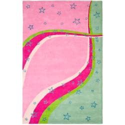 Handmade Children's Starlight Pink N. Z. Wool Rug (8' x 10') Safavieh 7x9   10x14 Rugs