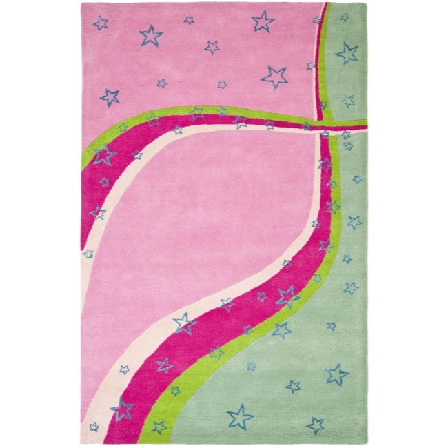 Handmade Childrens Starlight Pink New Zealand Wool Rug (5 X 8)