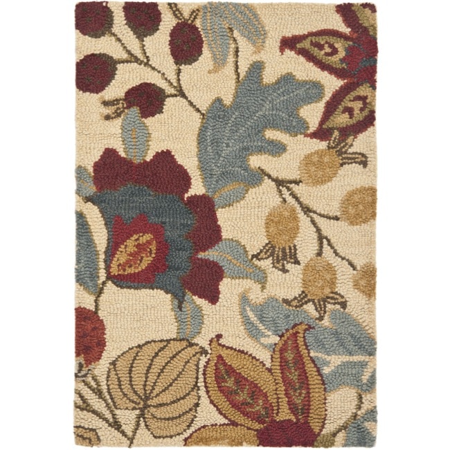 Handmade Jardine Foilage Beige Wool Rug (2 X 3)