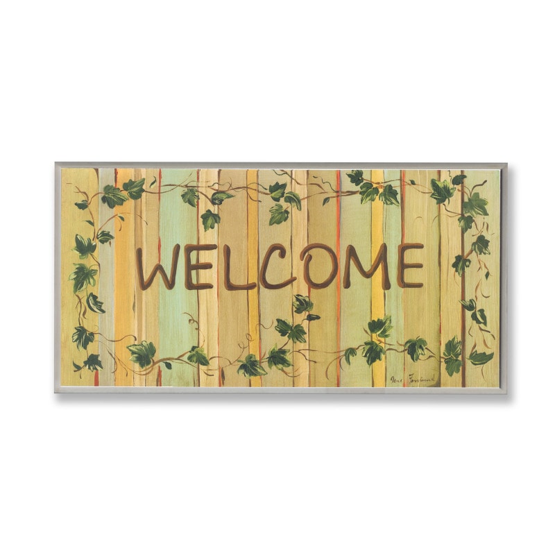 Welcome W/ivy Plaque Rect (MulticolorShape OvalDimensions 10 in. W x 15 in. HMaterials Mdf fiberboard, steel, ceramic )