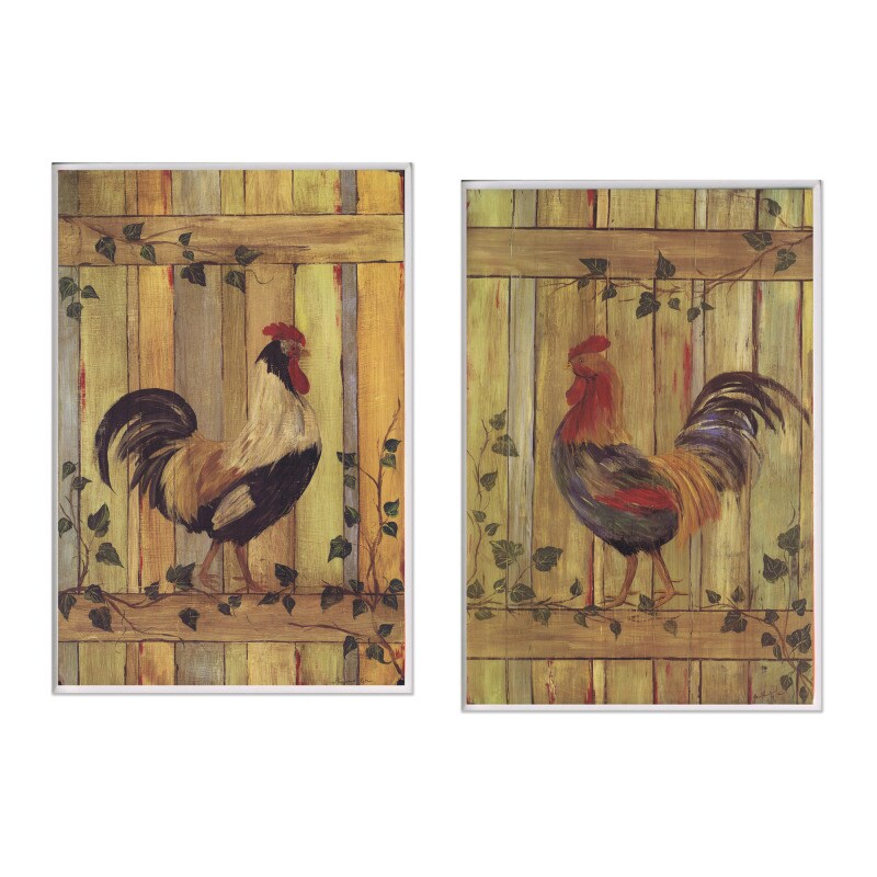 Shop Rooster/Fence Plaques Set of 2 Rect Free Shipping Today