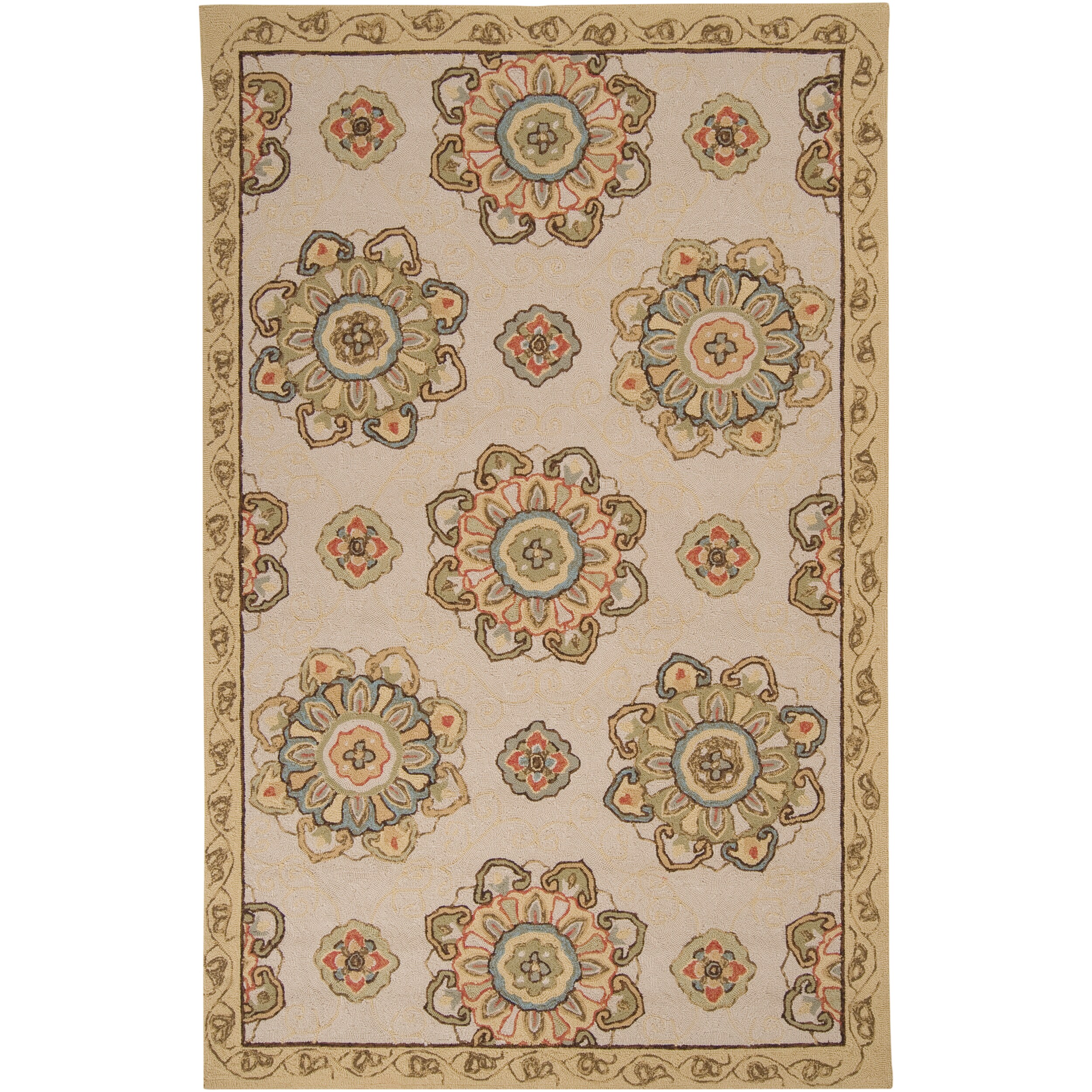 Hand hooked Heathfield Beige Indoor/outdoor Medallion Rug (9 X 12)