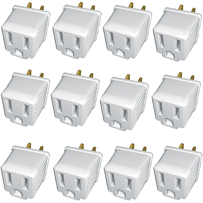 12 Pack stanley Grounded Tap Adapter white