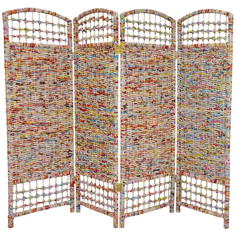 Handmade Recycled Magazine 4-foot Tall Room Divider (China) - 4 Panel Brown