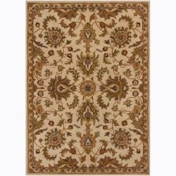 Hand tufted Mandara Oriental Ivory Wool Rug (5' x 7') Mandara 5x8   6x9 Rugs