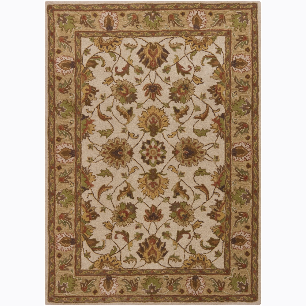 Hand tufted Mandara Oriental Ivory Wool Rug (7 X 10) (Green, gold, rust orange, brownPattern Oriental Tip We recommend the use of a  non skid pad to keep the rug in place on smooth surfaces. All rug sizes are approximate. Due to the difference of monito