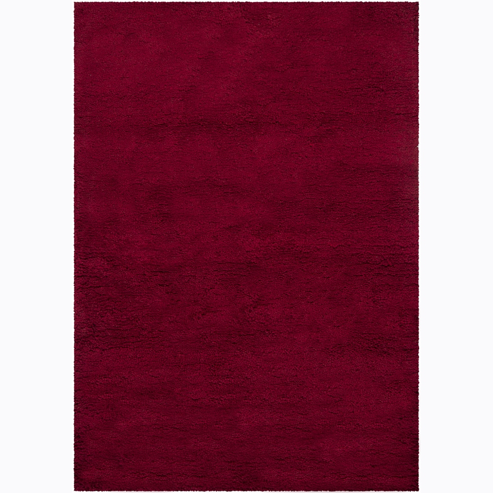 Hand woven Mandara Red Wool Shag Rug (311 X 57)