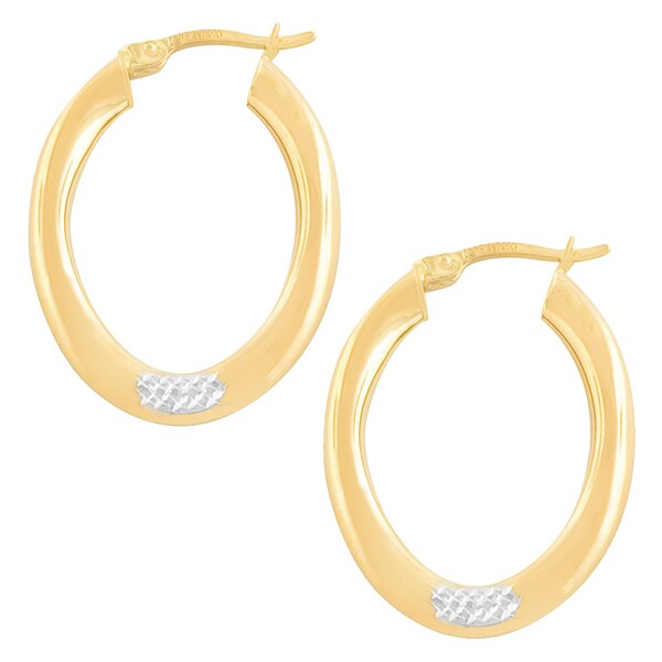 Fremada 14k Two tone Gold Oval Hoop Earrings Fremada Gold Earrings