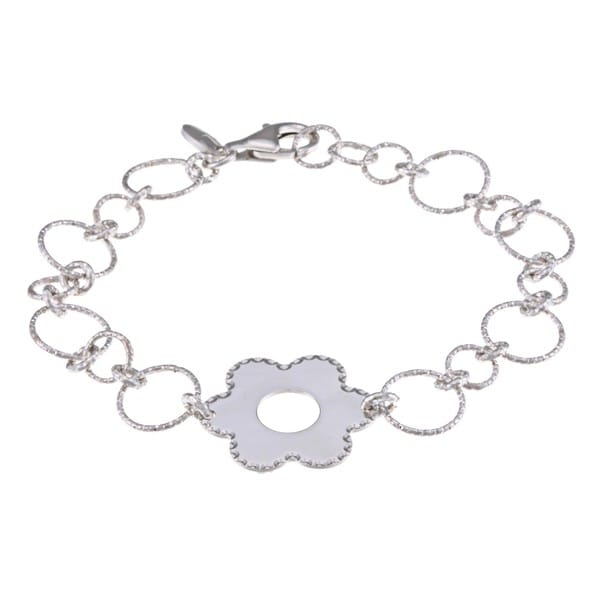 La Preciosa Sterling Silver D C Circles and Center Flower Bracelet La Preciosa Sterling Silver Bracelets