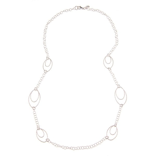 La Preciosa Sterling Silver D C Multi Sized Circle and Oval Link Necklace La Preciosa Sterling Silver Necklaces