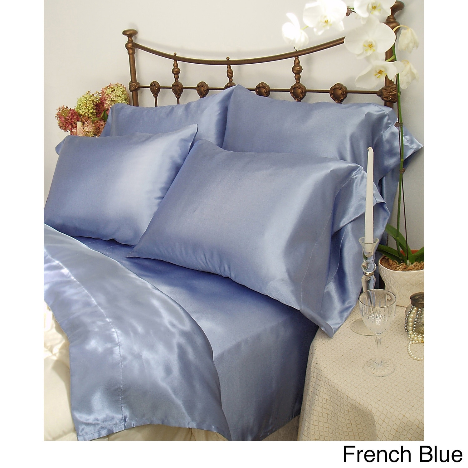 Scent Sation Charmeuse Ii Satin Twin Xl size Sheet Set Blue Size Twin XL