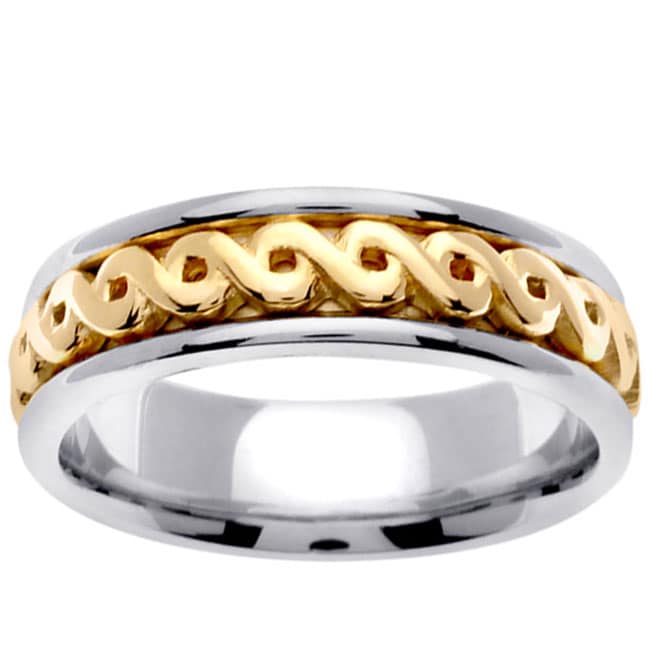 14k Two-tone Gold Celtic Men's Wedding Band - Free Shipping Today ...