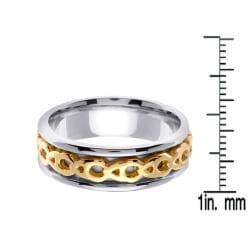 14k Two tone Gold Celtic Men's Chain Design Wedding Band Men's Rings