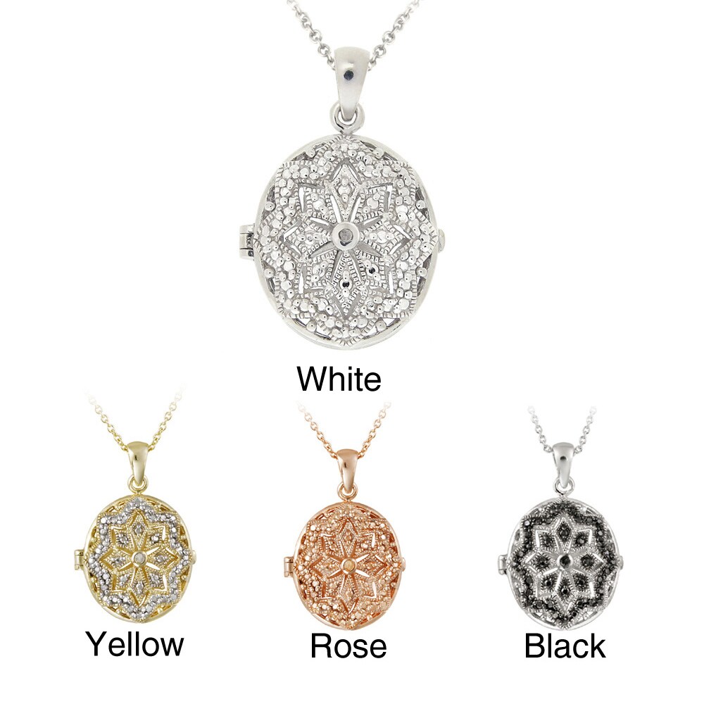 Shop DB Designs Diamond Accent Star Design Oval Locket Necklace On