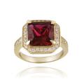Glitzy Rocks Gold over Silver Lab-created Ruby and Cubic Zirconia Ring