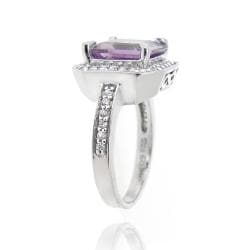 Glitzy Rocks Sterling Silver Amethyst and Cubic Zirconia Square Ring Glitzy Rocks Gemstone Rings