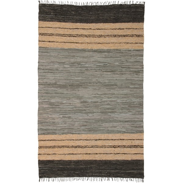 Hand-woven Matador Grey Leather Rug (9' x 12') - 9' x 12'