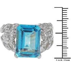 De Buman 18K Gold and Silver Blue Prong set Topaz and Bezel set Cubic Zirconia Ring De Buman Gemstone Rings