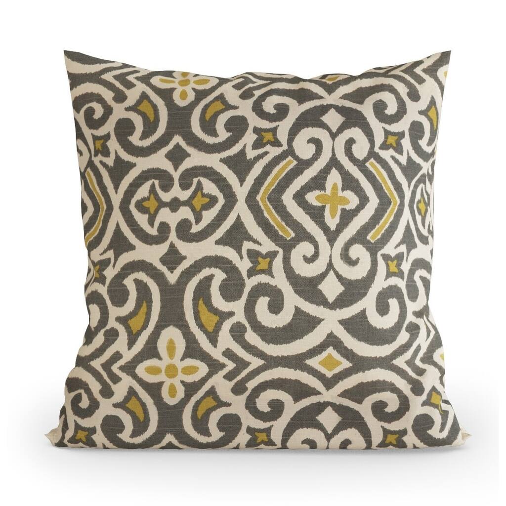 Pillow Perfect Decorative Grey/ Citron Damask Square Toss Pillow