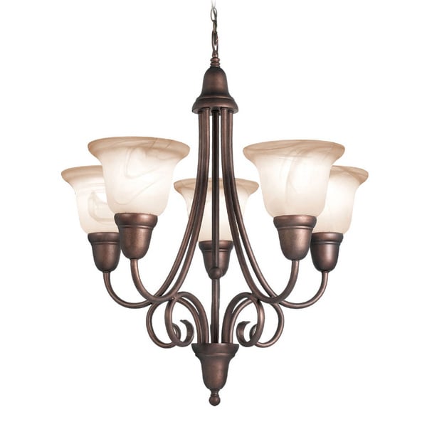 Woodbridge Lighting Hudson Glen 5 light Marbled Bronze Chandelier Woodbridge Lighting Chandeliers & Pendants