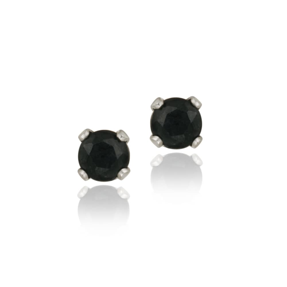 Glitzy Rocks Sterling Silver 3-mm Sapphire Stud Earrings