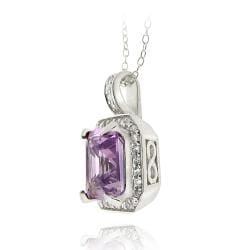 Glitzy Rocks Sterling Silver Amethyst and Cubic Zirconia Necklace (4 1/2ct TGW) Glitzy Rocks Gemstone Necklaces