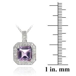 Glitzy Rocks Sterling Silver Amethyst and Cubic Zirconia Necklace (4 1/2ct TGW) Glitzy Rocks Gemstone Necklaces