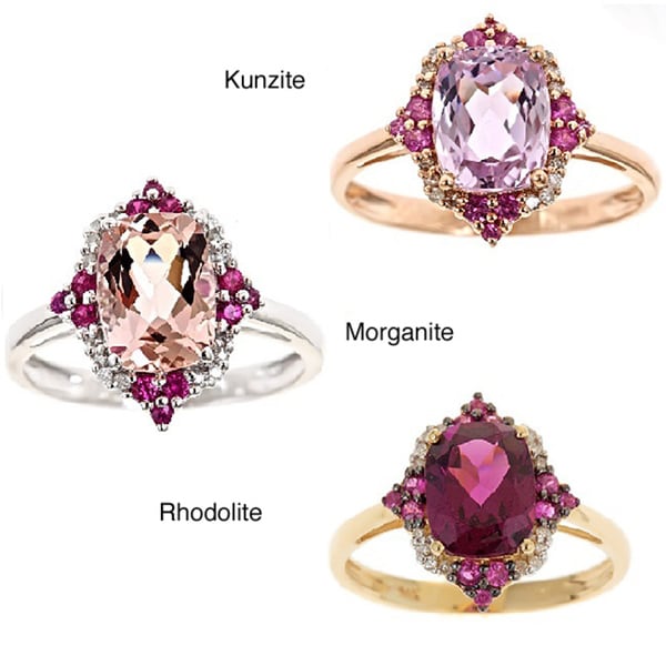 D'Yach 14k Yellow Gold Rhodolite, Ruby, Diamond Accent Ring - Overstock ...