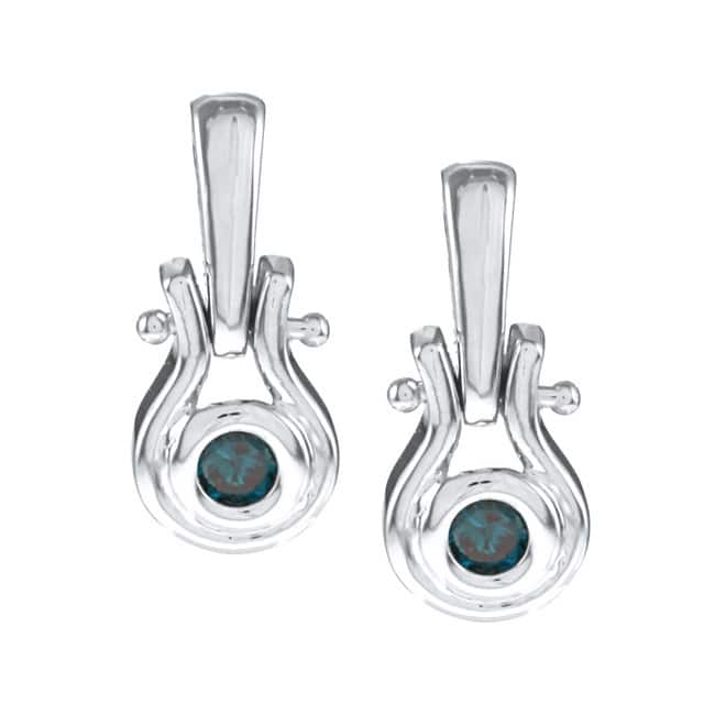 14k White Gold 1/6ct TDW Blue Diamond Earrings (SI1-SI2)