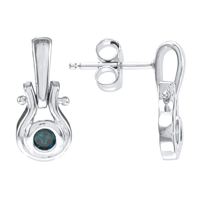 14k White Gold 1/6ct TDW Blue Diamond Earrings (SI1-SI2)