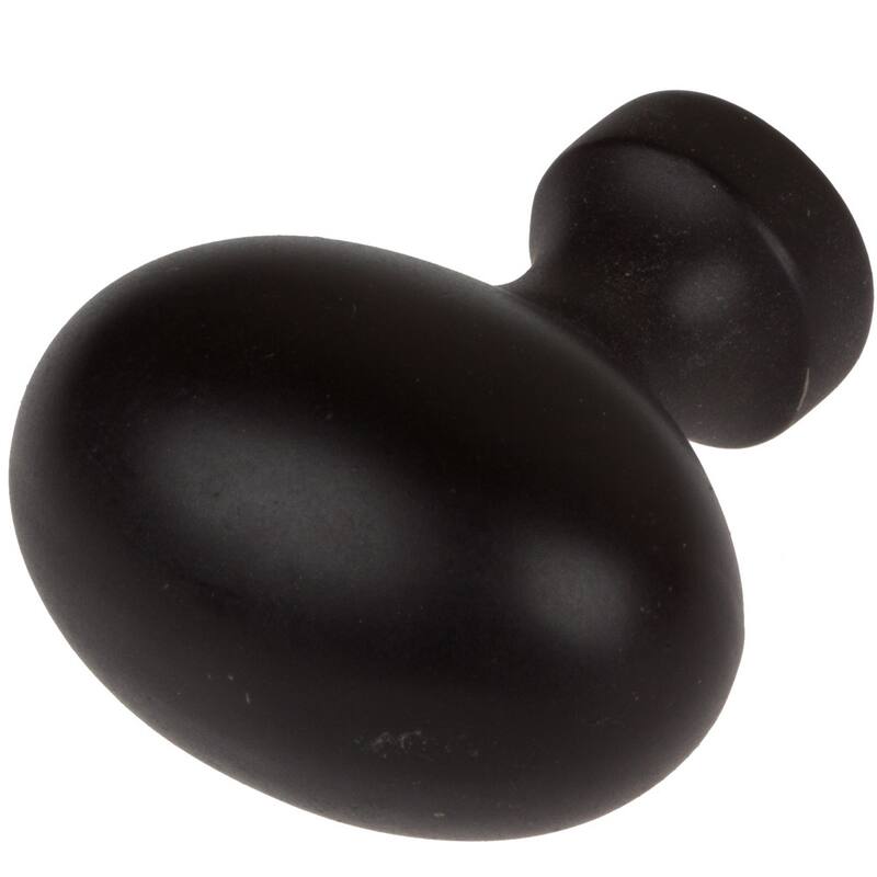 GlideRite 1.25-inch Matte Black Classic Oval Egg Cabinet Knobs (Pack of 25)