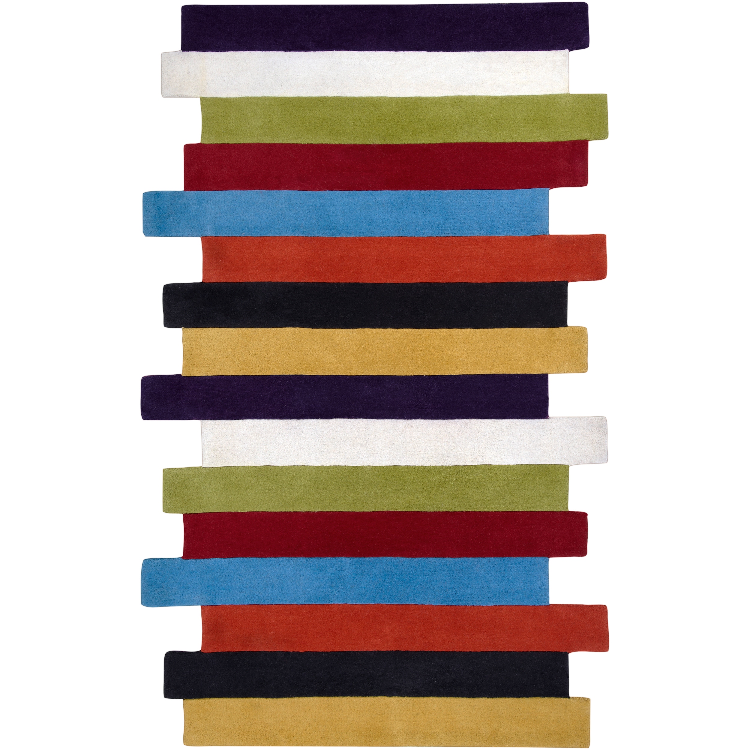 Handtufted Contemporary Multi Colored Stripe Bury Wool Abstract Rug (8' x 11') Free Shipping
