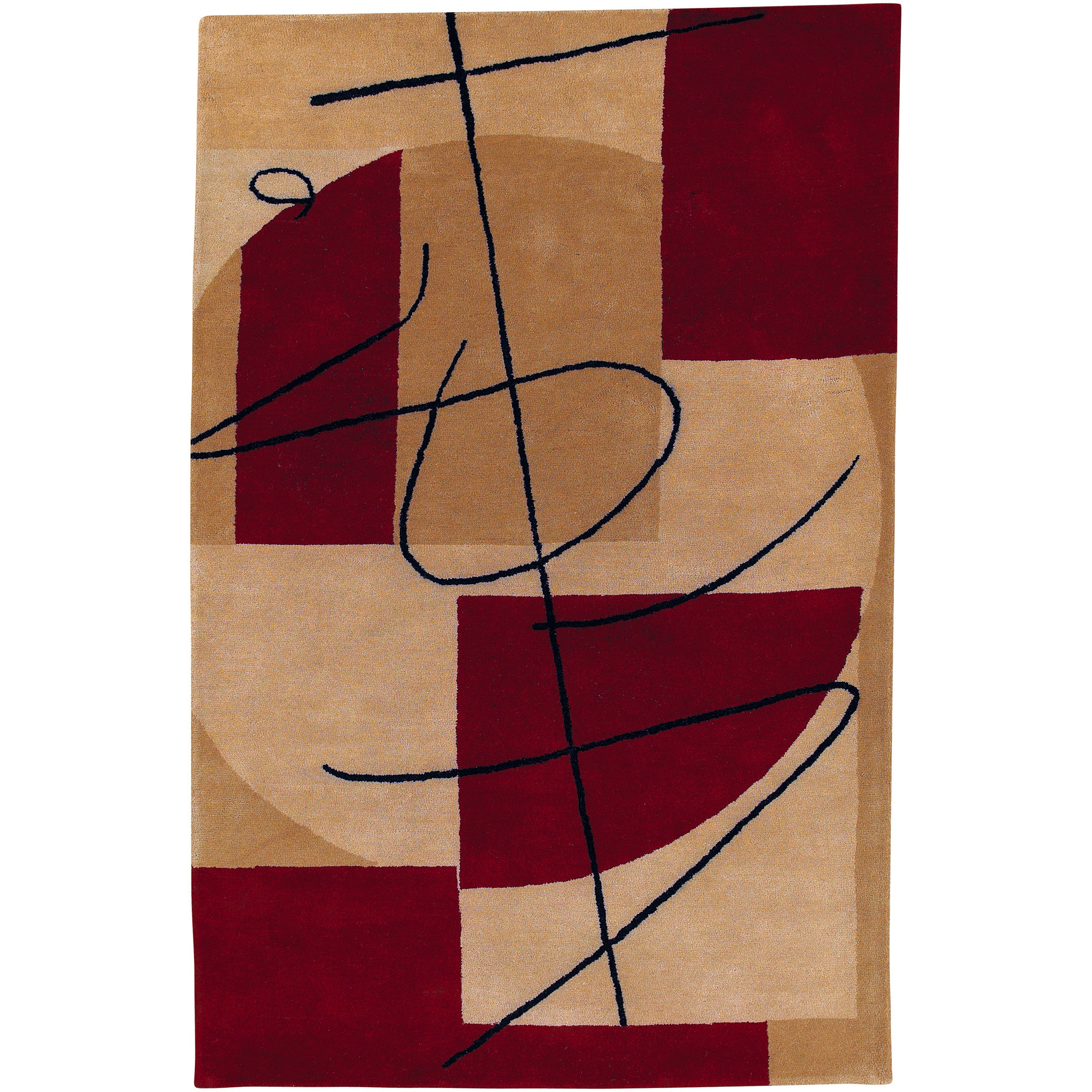 Hand tufted Beige Contemporary Castleford New Zealand New Zealand Wool Abstract Rug (33 X 53)