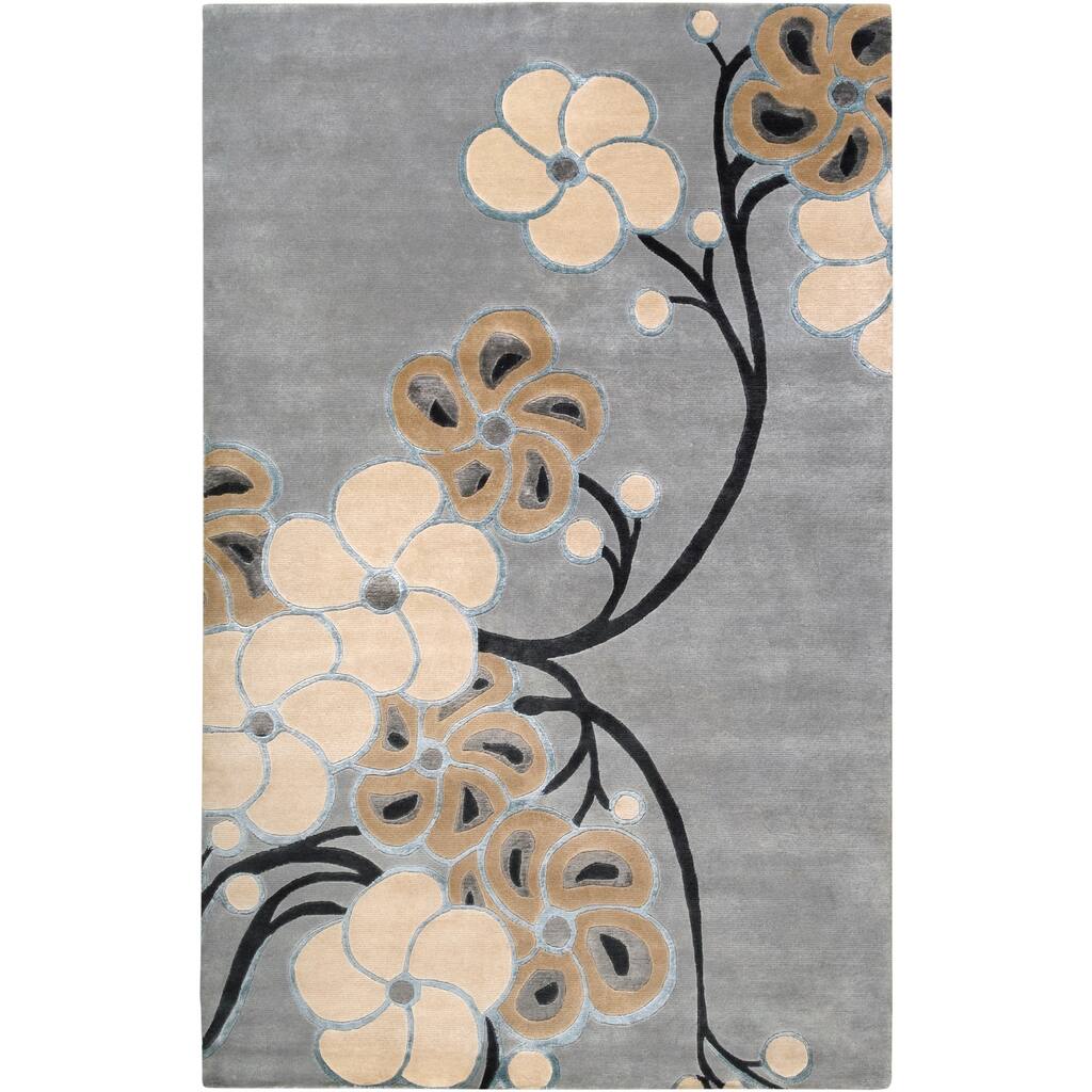 Collection Hand-knotted Chard Floral Wool Area Rug - 9' x 13'