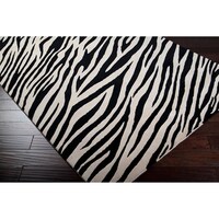 Hand Tufted Black White Zebra Animal Print New Zealand Wool Hand Knotted Zebra Animal Print Erell Semi Worsted Wool Area Rug 9