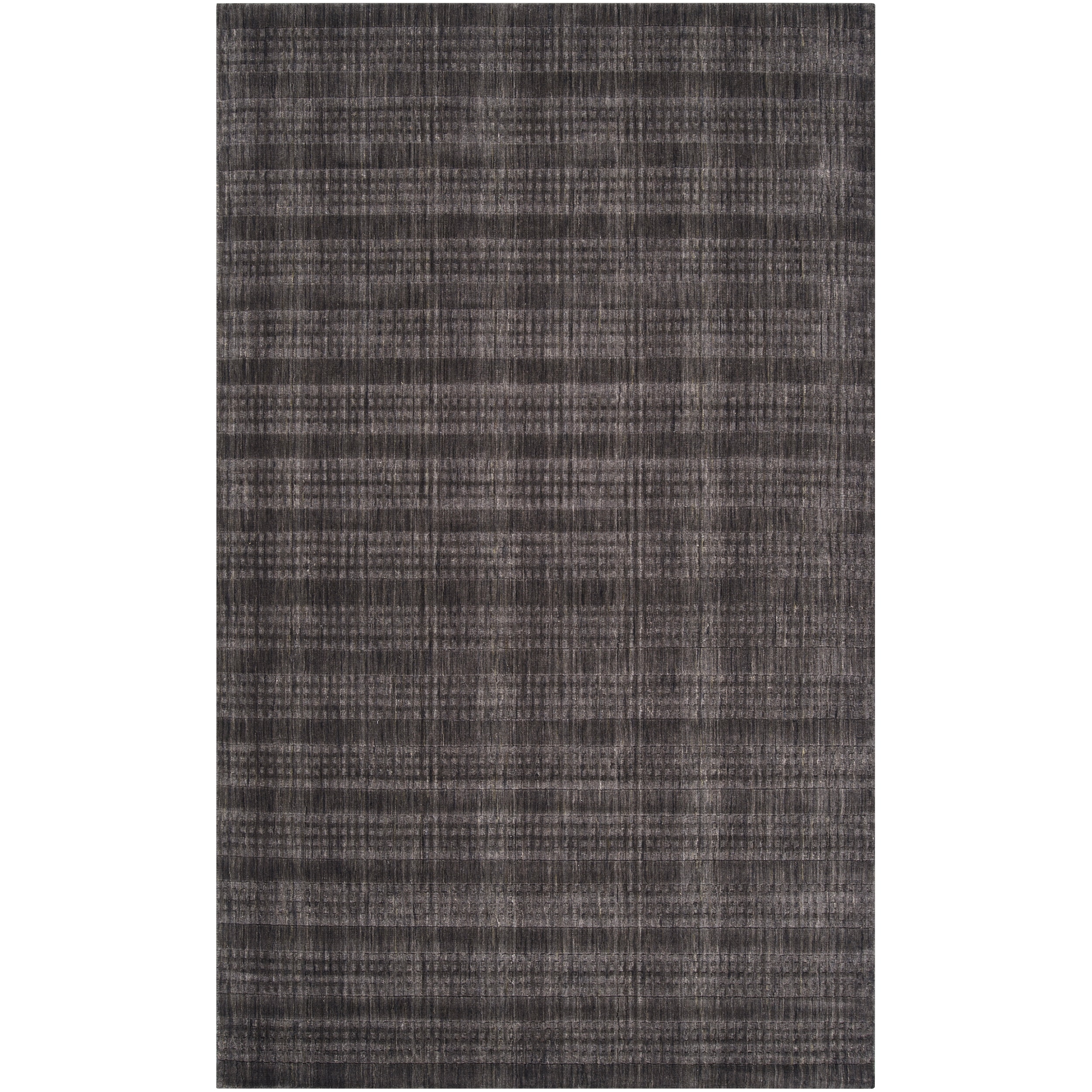 Hand-crafted Solid Black Casual Indus Valley Wool Rug (8' x 11')
