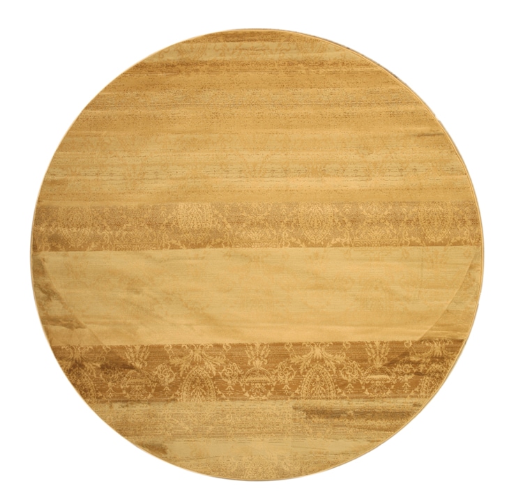 Beige/ Brown Stripe Damask Rug (53 Round)  ™ Shopping