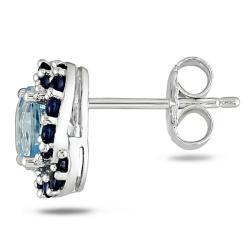 Miadora Sterling Silver 2 3/4ct TGW Sky Blue Topaz and Sapphire Stud Earrings Miadora Gemstone Earrings