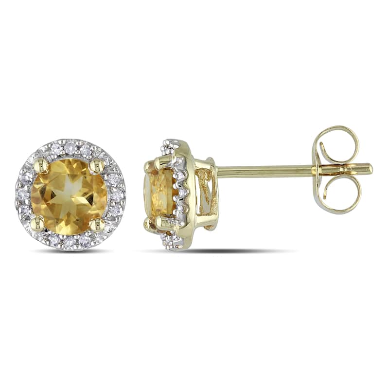 Miadora 10k Yellow Gold 7/8ct TGW Citrine and Diamond Accent Earrings