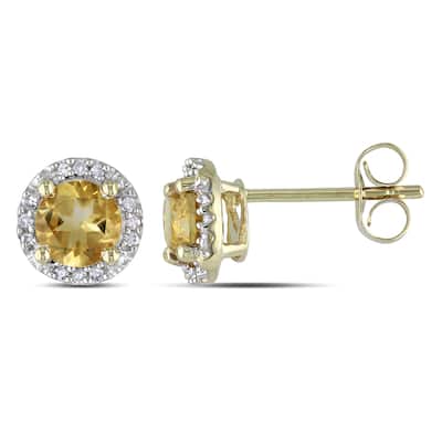Miadora 10k Yellow Gold 7/8ct TGW Citrine and Diamond Accent Earrings