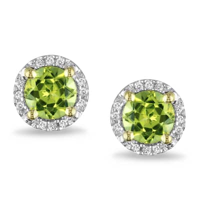 Miadora 10k Yellow Gold 1 1/8ct TGW Peridot and Diamond Accent Earrings