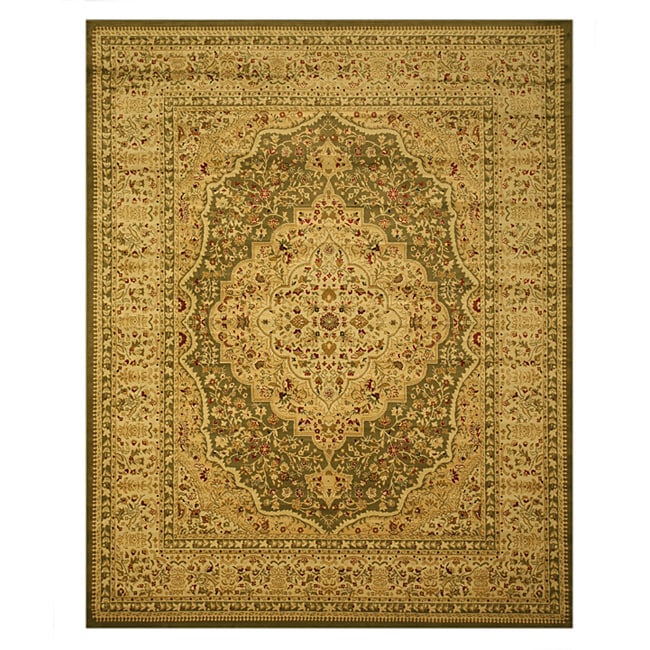 Green Medallion Kars Tabriz Rug (92 X 123)