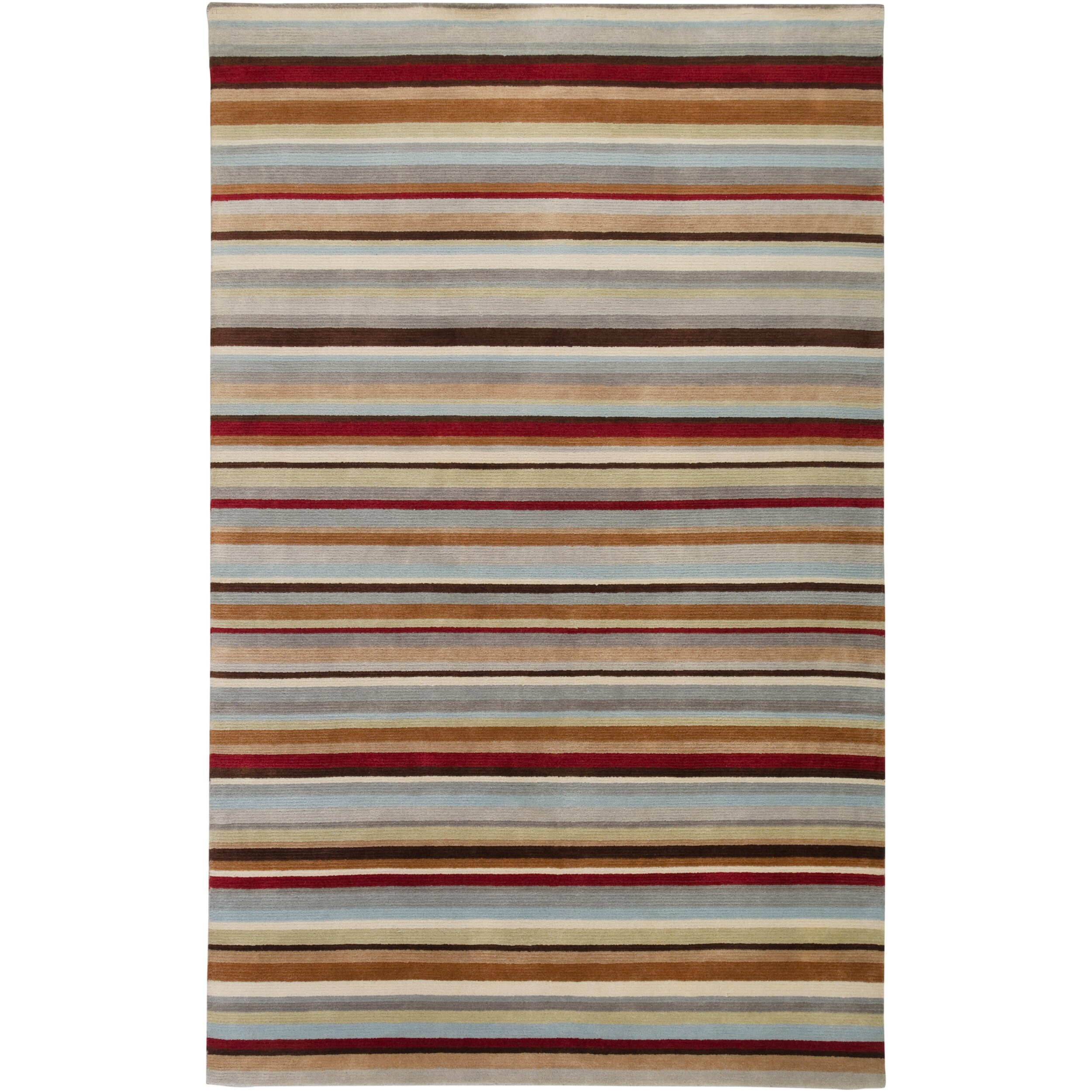Hand knotted Multi Colored Striped Banbury Wool Rug (5 X 8)